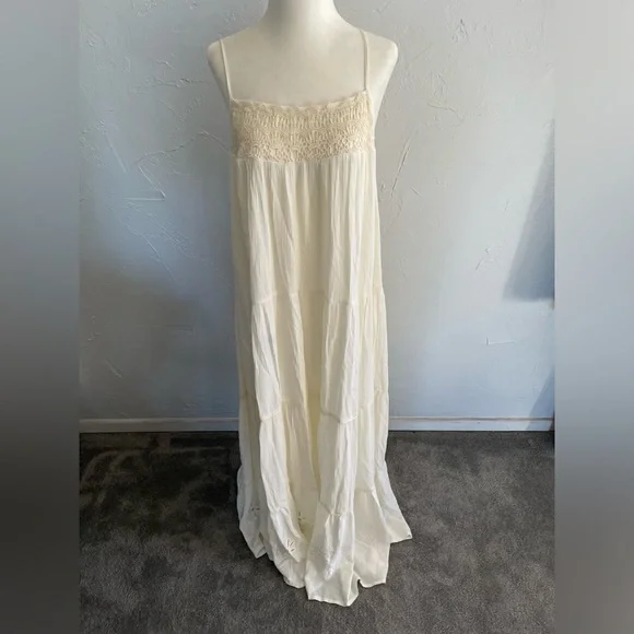 NWT LC Lauren Conrad White Maxi Bohemian Dress Size XL - Picture 2 of 9